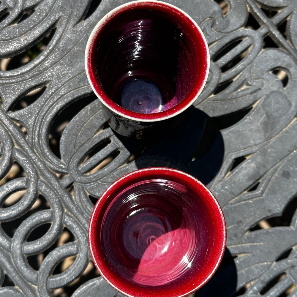 Signed Stuart pottery.  Set of 2 tumblers and 2 tealight holders. - Picture 7 of 13